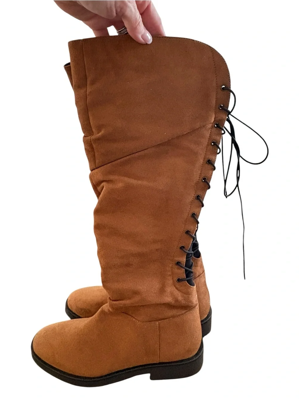 Journee Collection Tan Suede Over-the-Knee Slouch Boots